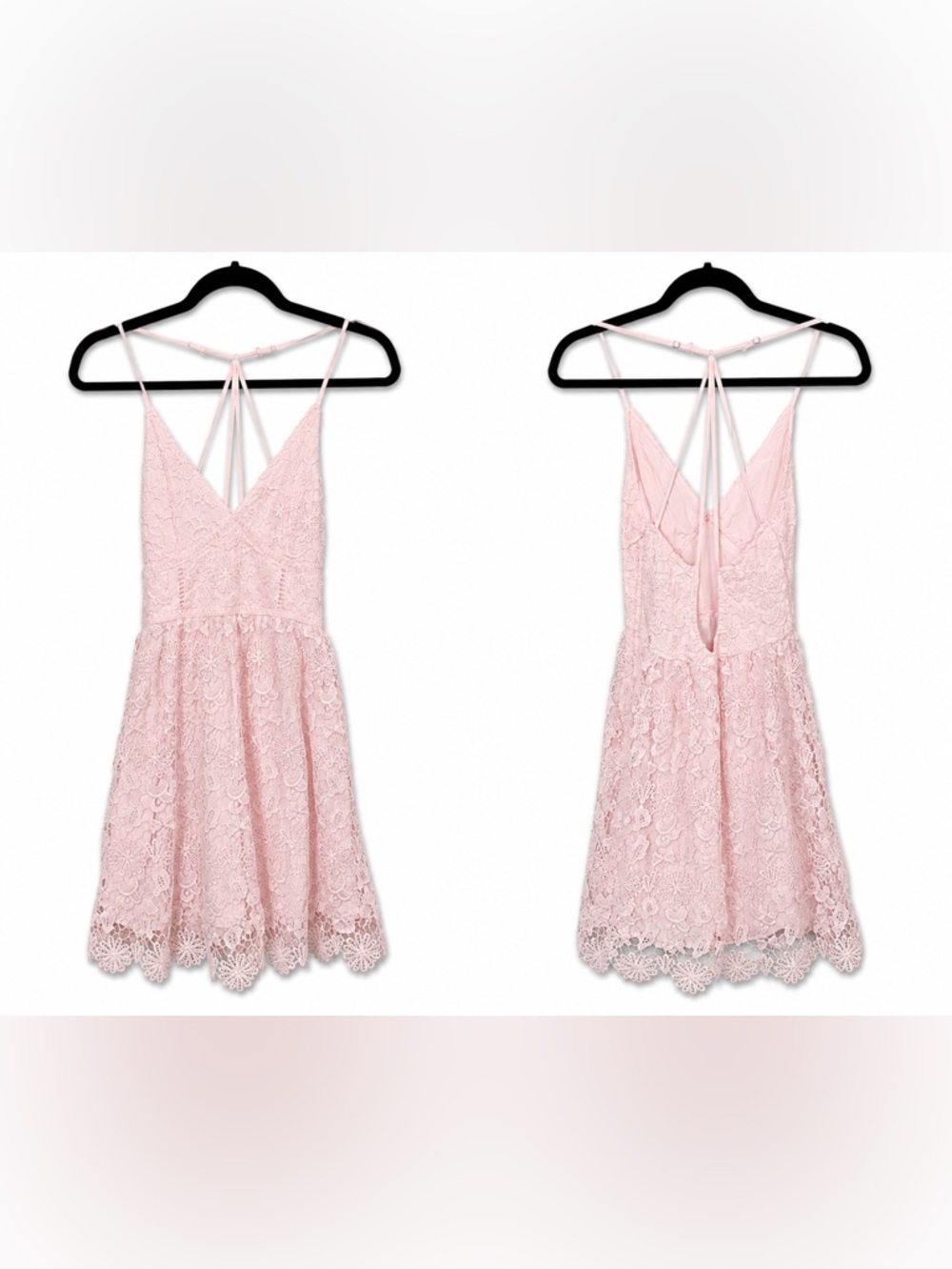 Abercrombie & Fitch Pink Crochet Lace Dress | | Adjustable Straps | Mini Dress - Picture 2 of 5
